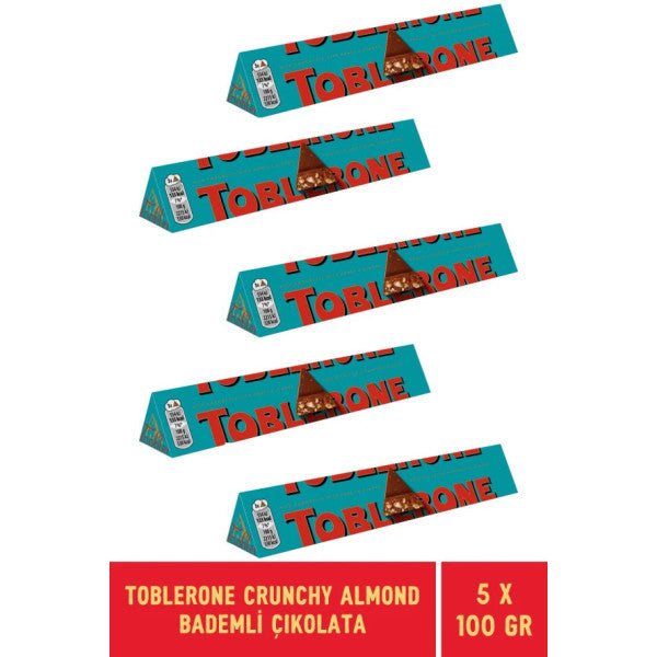 Toblerone Crunchy Almond Chocolate Tablets 100 Gr - 6 Pieces