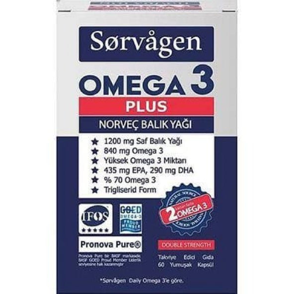 Sorvagen Omega 3 artı 1200 mg Norveç Balık Yağı 60 Kapsül