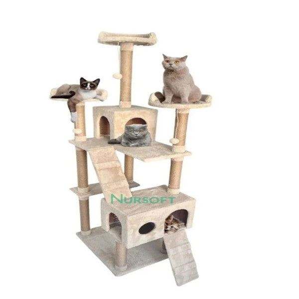 Cat City New Residence Cat Playhouse And Scratcher Beige