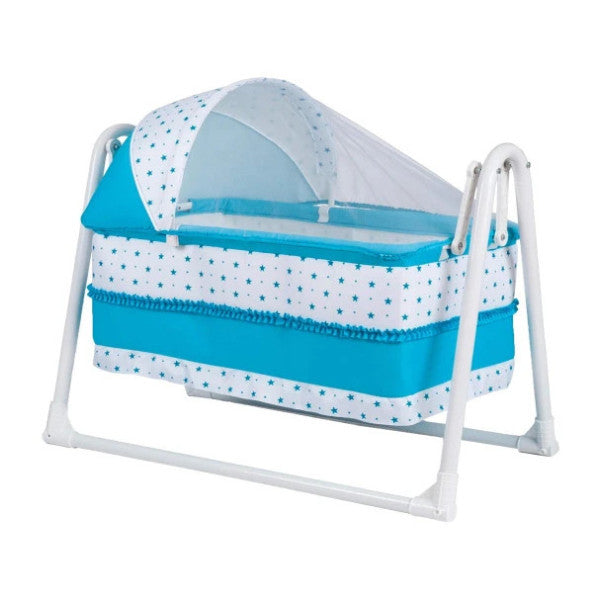 Chubby Baby Luxury Swinging Canopy Portable Basket Crib Blue