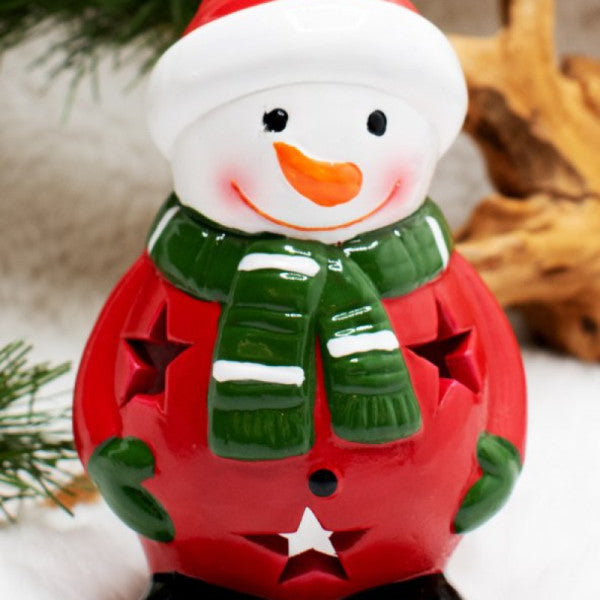 Waldern Luxury Christmas Themed Snowman Candle Holder Christmas Ornament 14 Cm