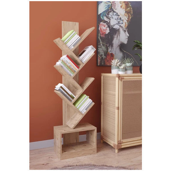 Remaks Vira 6 Shelf Decorative Zigzag Cabinet Bookcase Oak