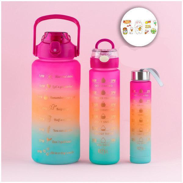 Porsima 11918 3-Piece Motivation Sticker Odorless Sports Water Bottle - Water Bottle - Colorful Water Bottle Fuchsia