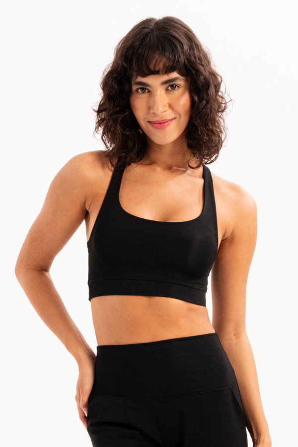 JUSTEVER Black Women's Sports Bra With Back Detail, Light Support And Removable Pad - Surge