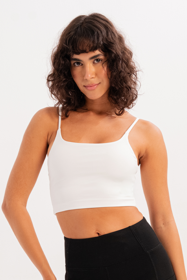 JUSTEVER Thin Strap Light Support Removable Padded Bra White Women's Sports Bra - Spica