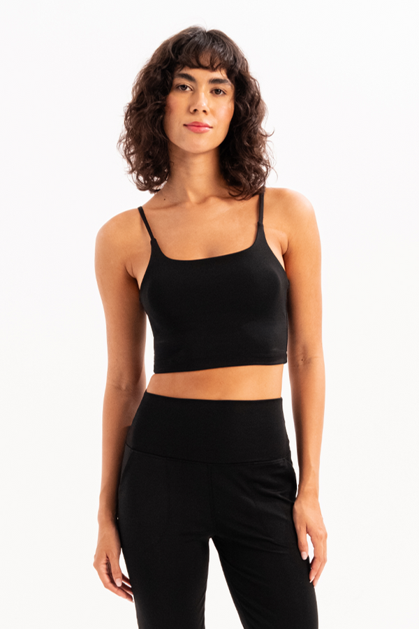 JUSTEVER Thin Strap Light Support Removable Padded Black Women's Sports Bra - Spica