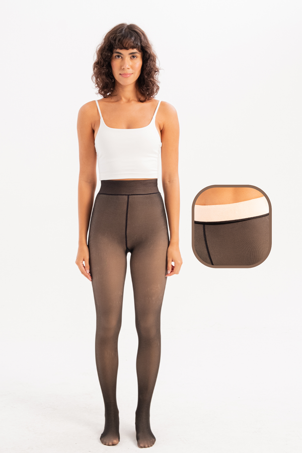 JUSTEVER Thermal Recovery Fleece Plush Winter Tights Black Women's Panties Socks - Lyra