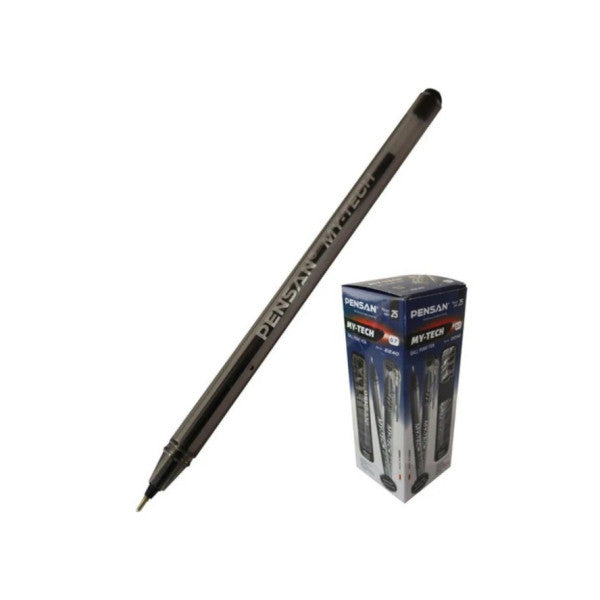 Pensan My-Tech Ballpoint Pen 1.0 Mm Black 25 Liters (1 Pack Of 25 Pieces)