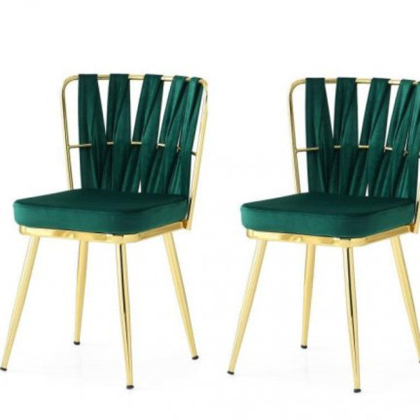 Cafe Garden Mutfak Sandalye Örgülü Altın Bacak Seti 2