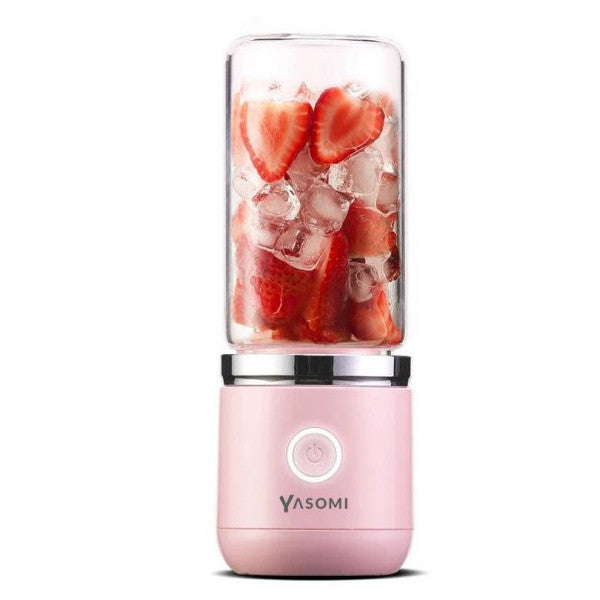 Yasomi Portable Wireless Rechargeable Glass Hand Blender Pink