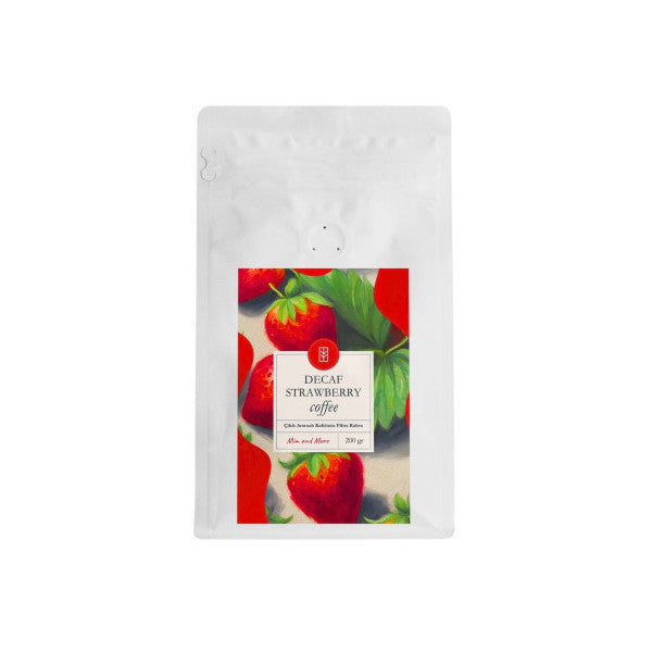 Decaf Strawberry Coffee Decaffeinated Strawberry Flavored Bean Coffee 200 Gr