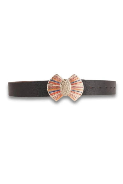 Vos Versa Colorful Enamel Gold Buckle Black Thin Women's Belt Vosdk0101101