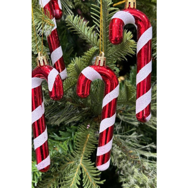 Beysüs Christmas Pine Tree Decoration Candy Cane Red White Luxury 6 Pieces 13 Cm