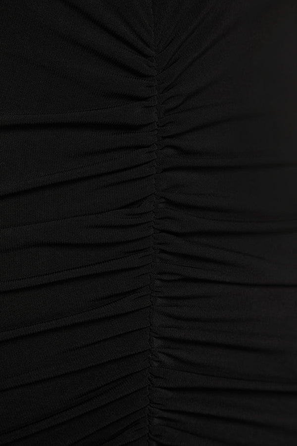 TRENDYOLMİLLA Draped Detailed Halter Neck Fitted Midi Stretch Knit Dress TWOSS23EL02370
