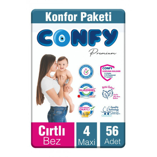 Confy Premium Number 4 Diaper Maxi 7 - 14 Kg 56 Pieces