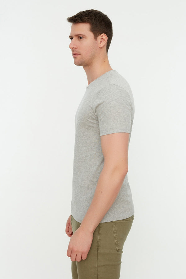 TRENDYOL MAN Multicolor Men's Basic Slim Fit 100% Cotton 3-Pack Crew Neck Short Sleeved T-Shirt