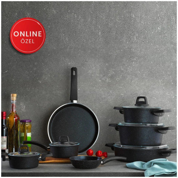 Schafer Dark Storm 12 Piece Cookware Set-Black