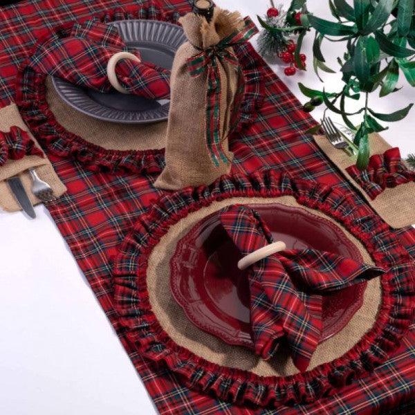 9 Pieces Of Woven Plaid, New Year's Tableware Set For 2 Persons 1 Piece