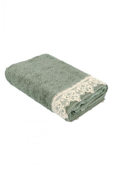 Ecocotton Azra Bath Towel 100 Organic Cotton Laced Green 80X150 Cm