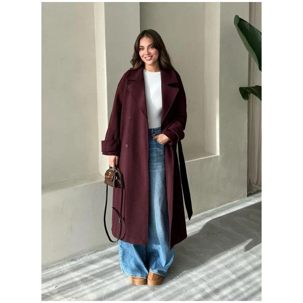 Claret Red New Tokyo Long Cashmere Coat