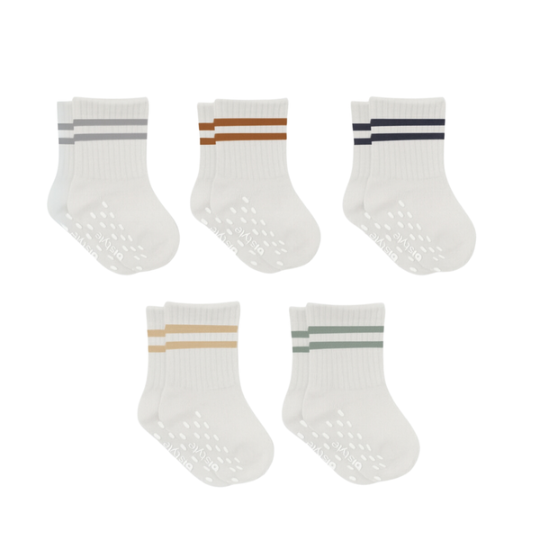 Bistyle Baby Grip Ankle Socks 5 Pairs | Newborn Infant Toddlers Non-Slip Socks Organic Cotton | Kids Boys Girls Ankle