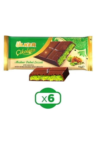 Ülker Famous Dubai Flavor Dubai Chocolate With Kadayif 93 Gr X 6 Pieces