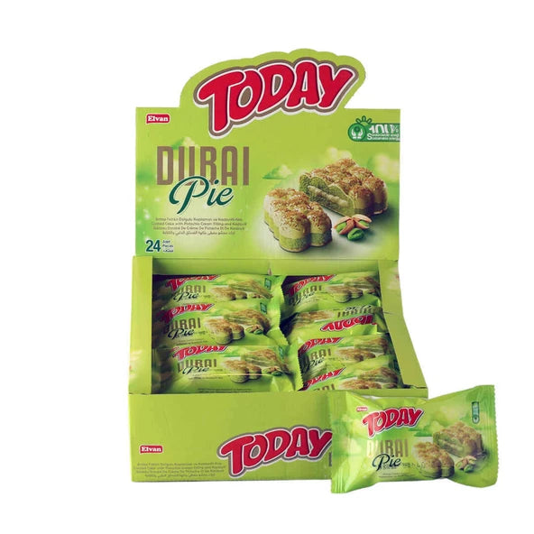 Today Dubai Pie Pistachio Kadayif Cake 40 Gr. 24 Pieces (1 Box)