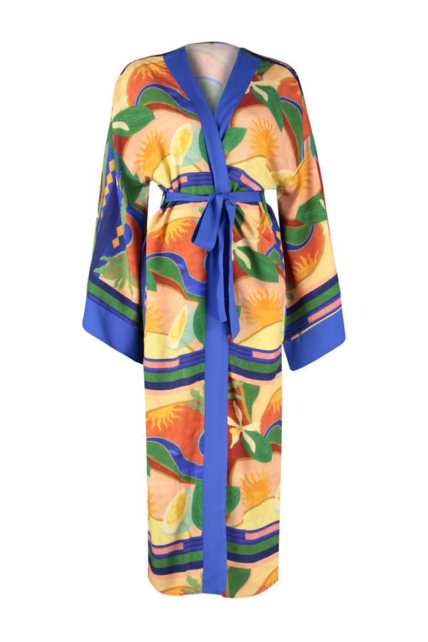 Trendyolmilla Women's Abstract Long Regular Fit Kimono & Caftan