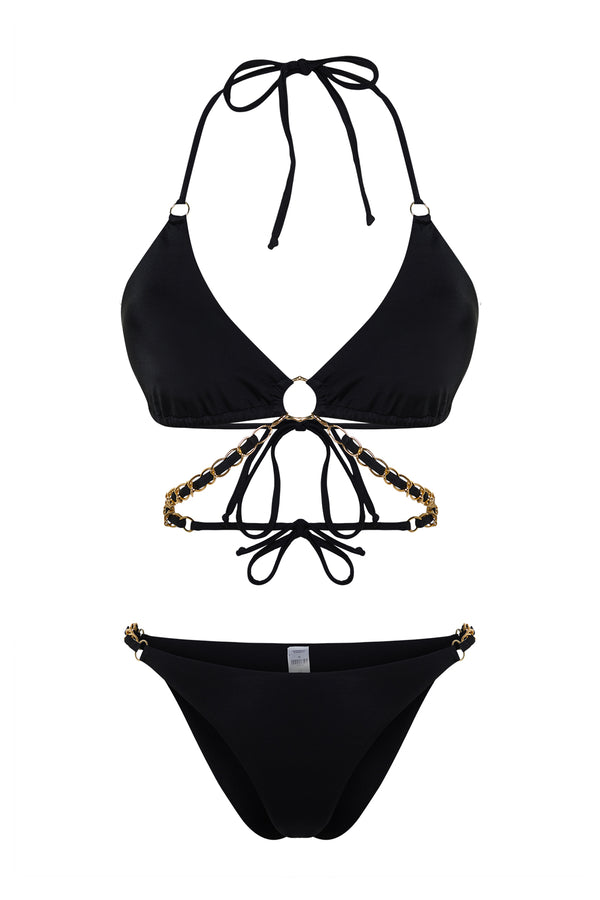 Trendyolmilla Women's Black Plain Throw Container Bikini Set