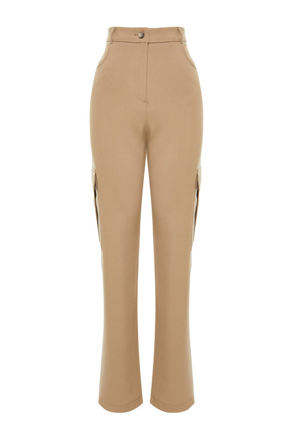 Trendyolmilla Women's Beige Plain High Waist Trousers