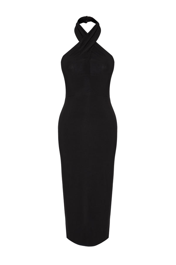 Trendyolmilla Women's Straight Midi Sleeveless Cocktail Fitted Dress