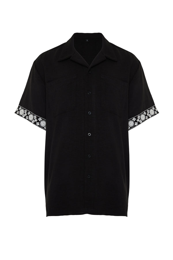 Trendyol Man Men's Embroidery Short Oversize Shirt