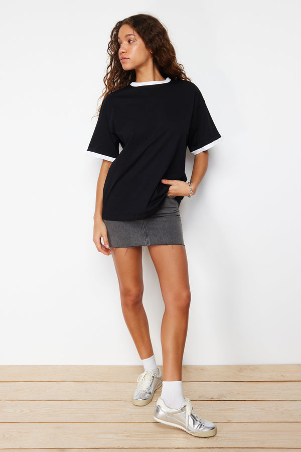 Trendyolmilla Women's Color Block Short Oversize T-Shirt