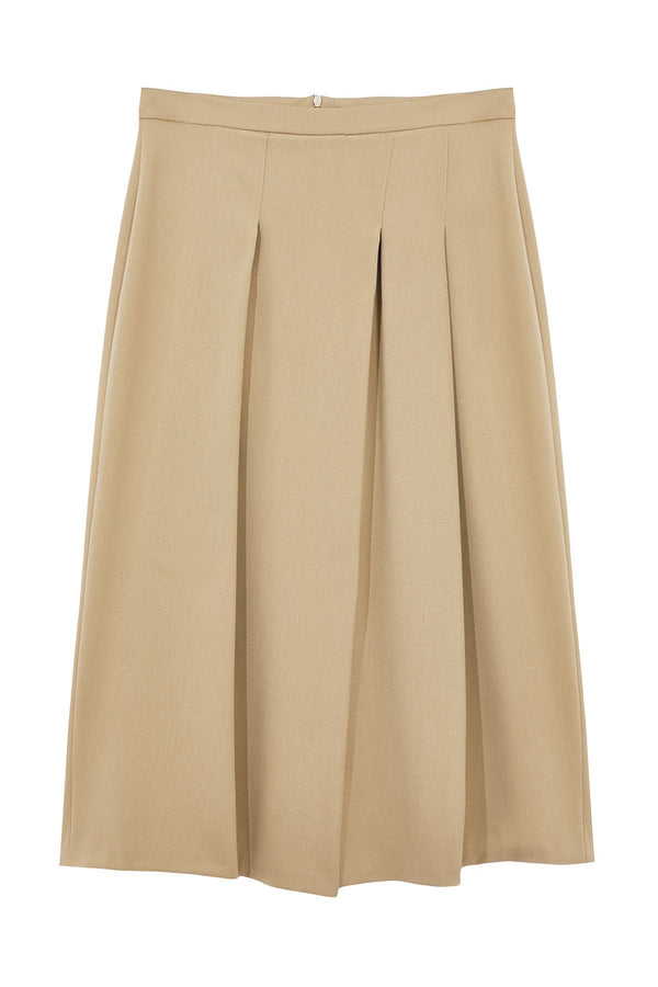 Trendyolmilla Women's Beige Straight Midi A-Line Skirt