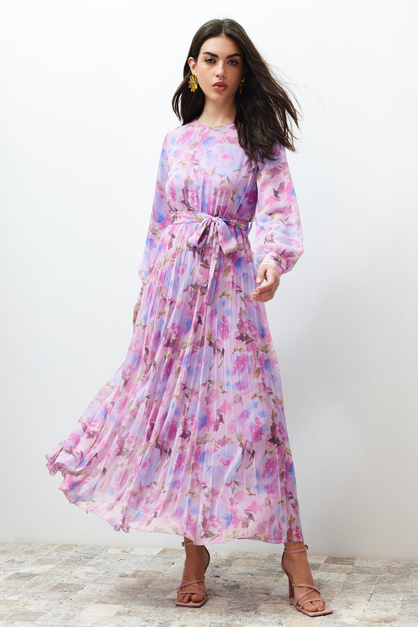 Trendyol Modest Women's Floral Maxi Long Casual Regular Dress