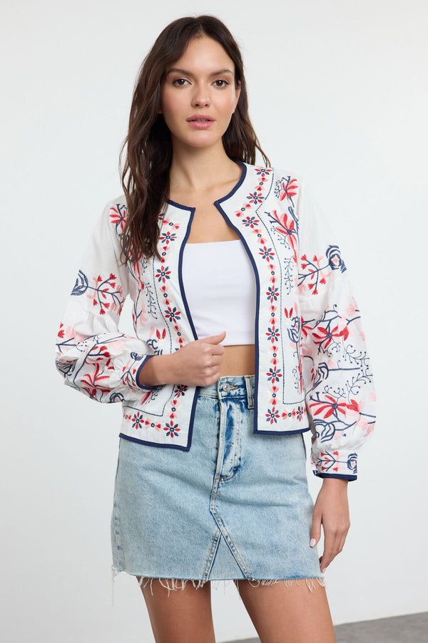 Trendyolmilla Women's Embroidered / Embroidered Long Regular Jacket