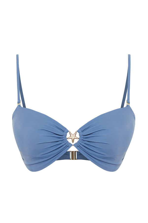 Trendyolmilla Women's Blue Plain Throw Cup Bikini Top