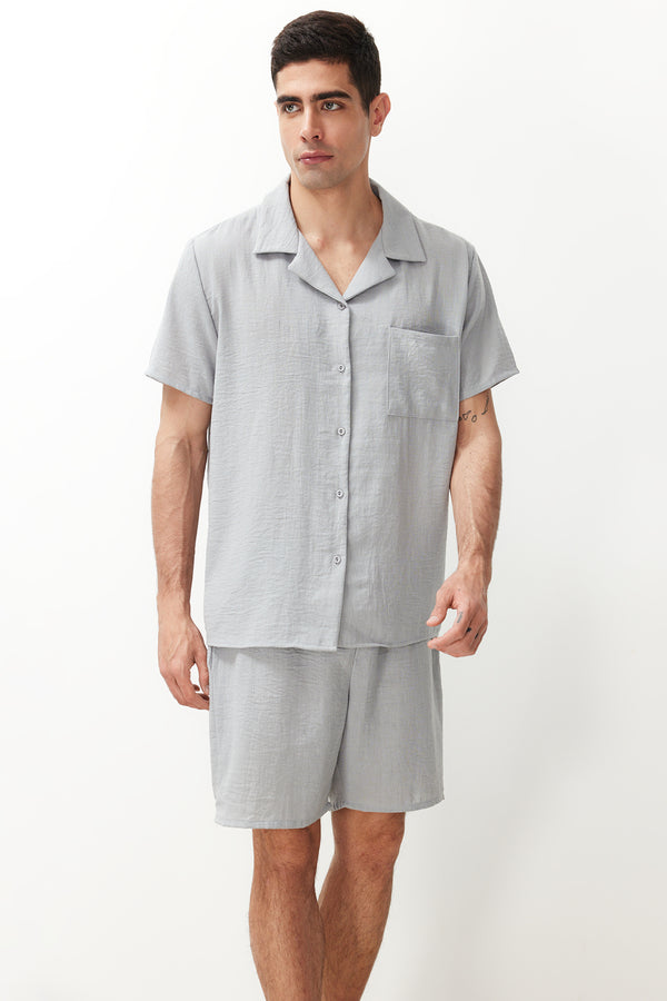 Trendyol Adam Erkek UniFarben Kısa Salonu Düzenli Fit Pijama Setleri