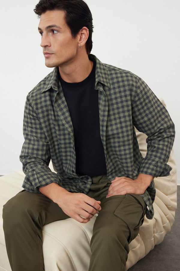 Trendyol Man Men's Plaid / Check Long Regular Shirt