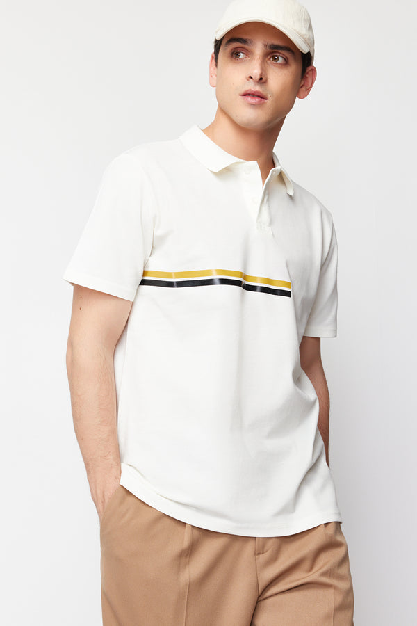 Trendyol Man Men's Striped Short Regular Polo T-Shirt