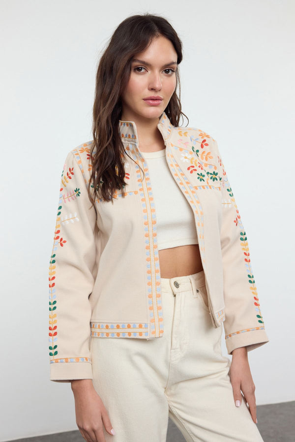 Trendyolmilla Women's Embroidered / Embroidered Long Regular Jacket