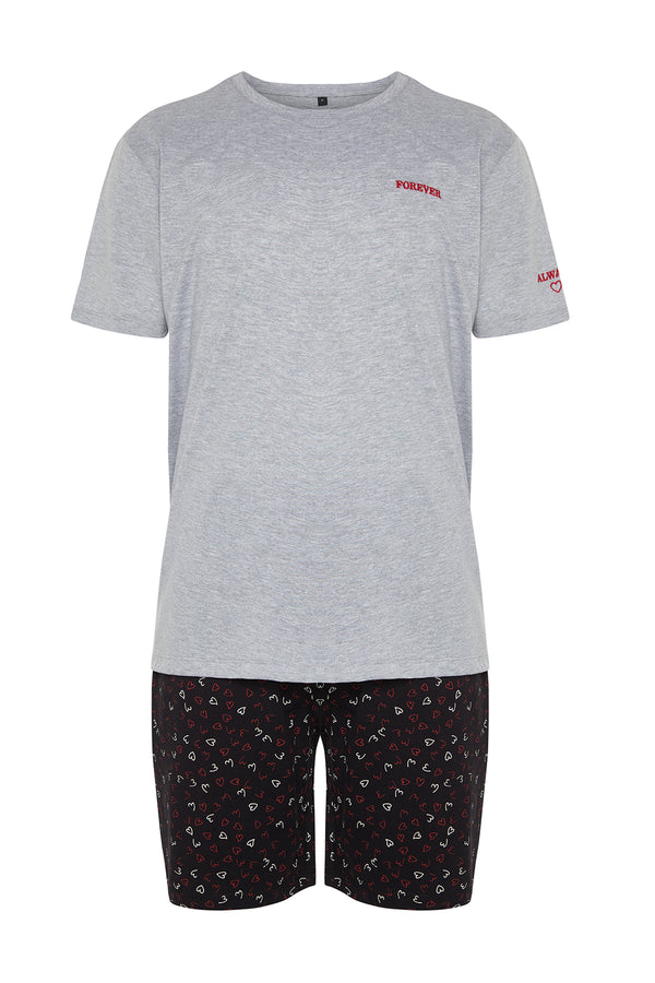 Trendyol Man Men's Heart Short Lounge/home Regular Pajama Set