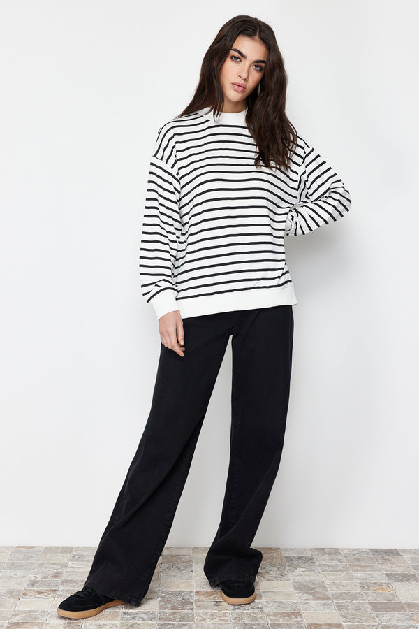 Trendyol Modest Women's Striped Long Regular Sweatshirt