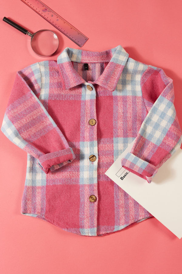 Trendyolkıds Girls Pink Plaid / Checkered Long Regular Shirt