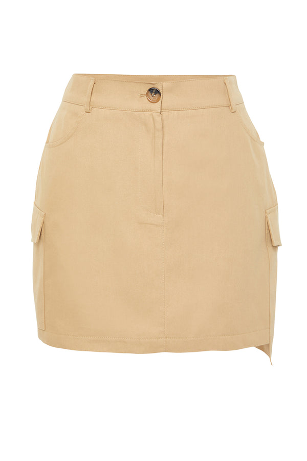 Trendyolmilla Women's Beige Plain Mini Pencil Skirt