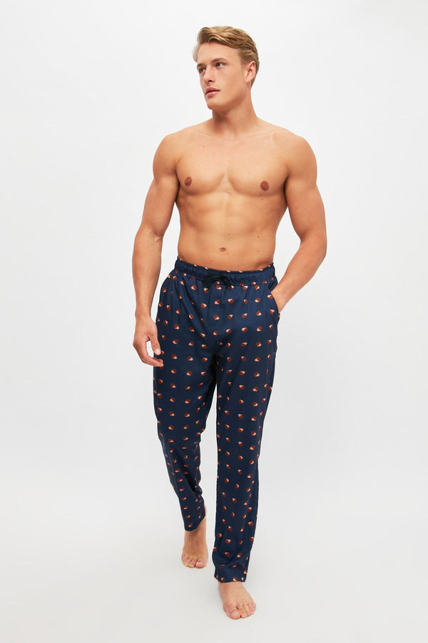 Trendyol Man Men's Navy Blue Geometric Pajama Bottoms