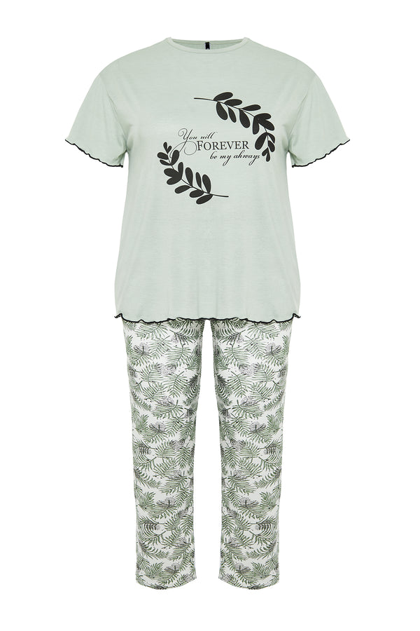 Trendyol Curve Kadın Çiçek Kısa Düzenli Uyum Artı Boyut Pijama Seti