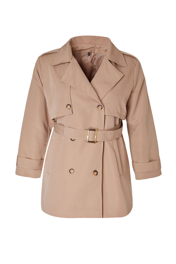 Trendyol Curve Women's Straight Long Regular Plus Size Trench Coat