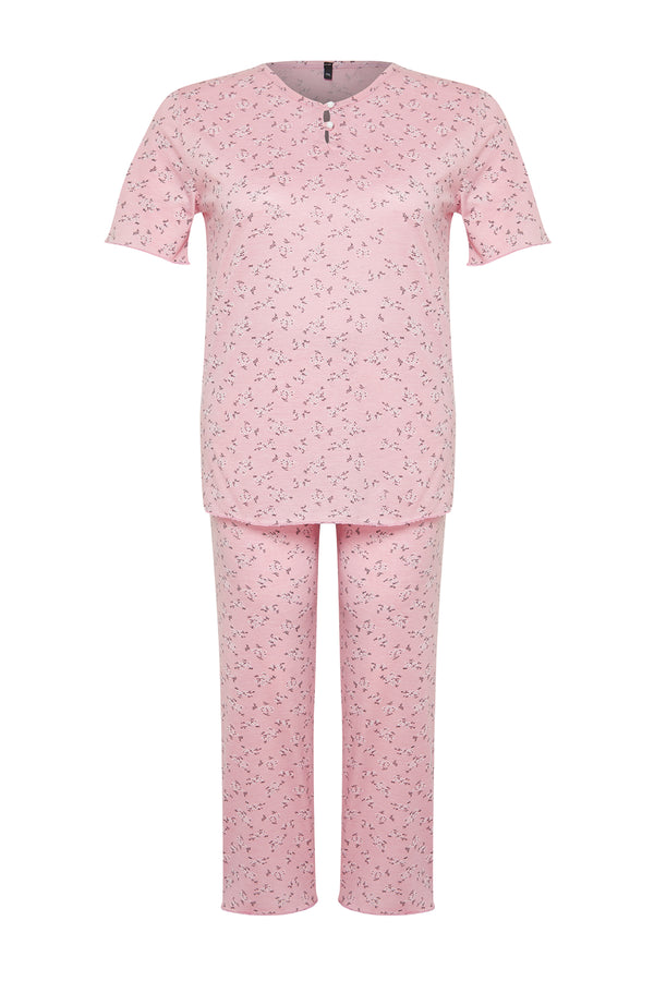 Trendyol Curve Kadın Çiçek Kısa Düzenli Uyum Artı Boyut Pijama Seti