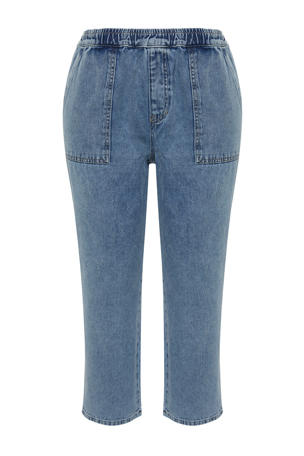 Trendyol Curve Women's Blau Unifarben High Waist Plus Size Jeans